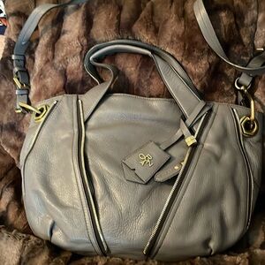 Oryani grey leather crossbody and hand bag